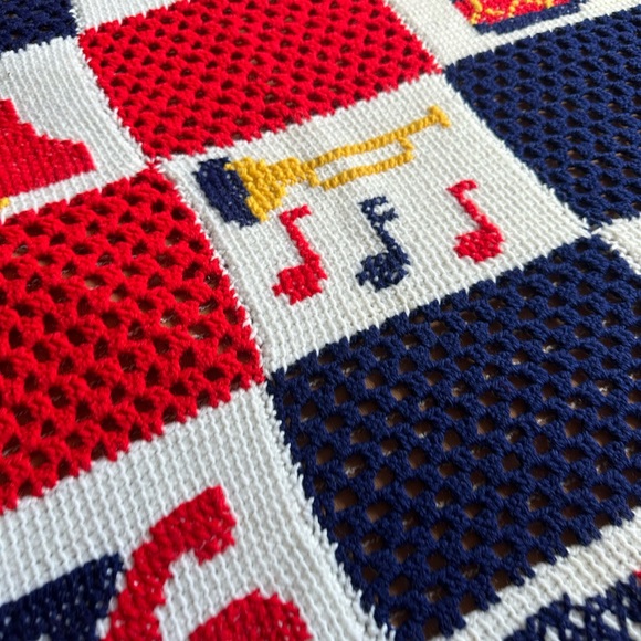 Vintage 1976 Bicentennial Handmade Crochet Afghan Throw Blanket Home Decor - Picture 15 of 15